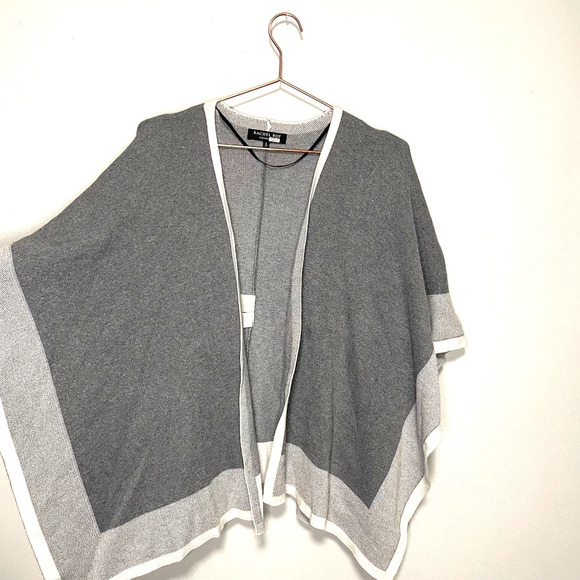 Rachel Roy Collection Gray Combo Colorblock Open Short Sleeve Shawl Size Large - Picture 6 of 11